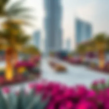 Landscaping Trends Complementing Urban Living Landscaped area surrounding Al Safa Tower enhancing urban environment