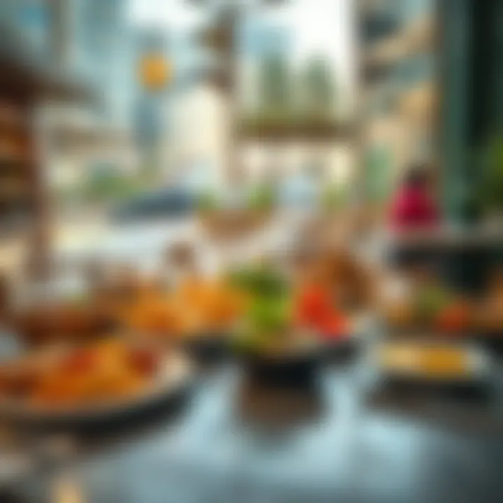 A beautifully arranged table with a selection of dishes highlighting the cafe's menu diversity