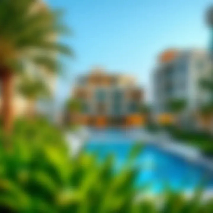 Community Amenities at Majan One Residences Community amenities of Majan One Residences including pool and garden