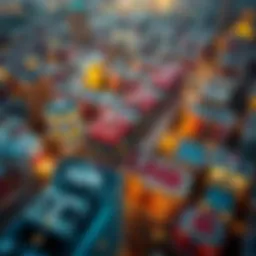 Aerial view of Motor City showcasing vibrant residential designs