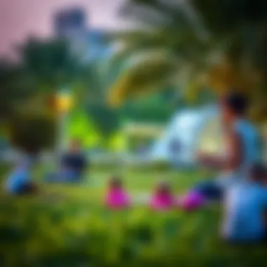 Visitors enjoying leisure activities in Mushrif Park