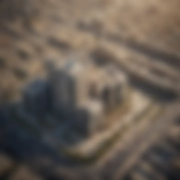 Aerial view of the Nasser Lootah Building integrated within the urban landscape of Dubai.