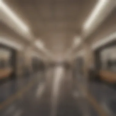 Interior of a modern metro station in Dubai highlighting its architectural design.