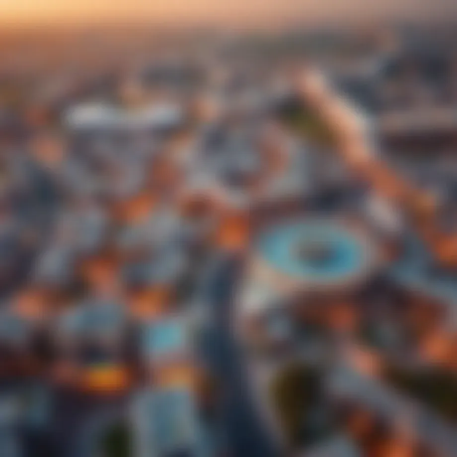 Aerial view of Furjan showcasing its modern architecture and layout