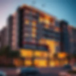 Elegant architectural facade of Noor Apartments showcasing modern design