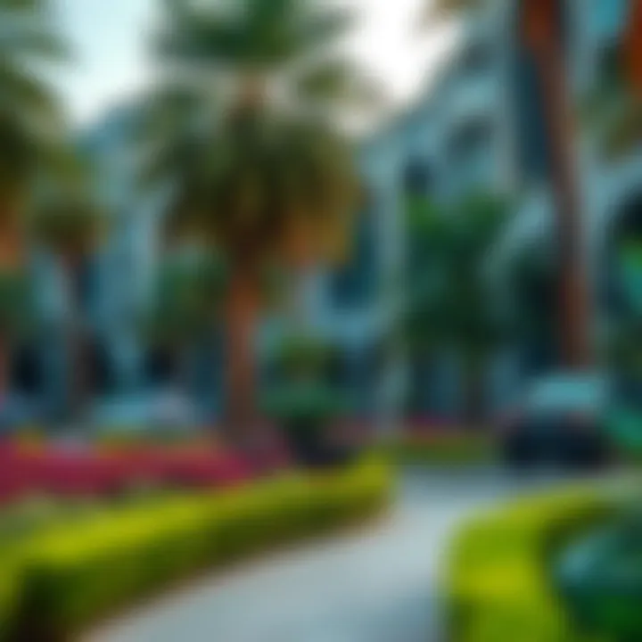 Lush Gardens of Oud Metha The lush gardens and parks of Oud Metha, illustrating the area's landscaping trends.