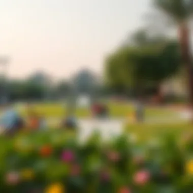 Community park with families enjoying leisure activities