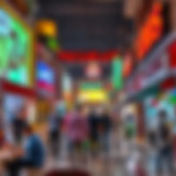 Retail and dining area bustling with activity