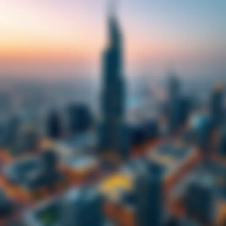 Aerial Perspective of Phoenix Tower Aerial view of the Phoenix Tower showcasing its unique silhouette against the Dubai skyline.