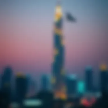 Phoenix Tower Illuminated at Dusk Evening view of the Phoenix Tower illuminated, standing out amongst other skyscrapers.