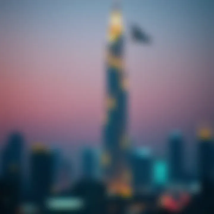 Phoenix Tower Illuminated at Dusk Evening view of the Phoenix Tower illuminated, standing out amongst other skyscrapers.