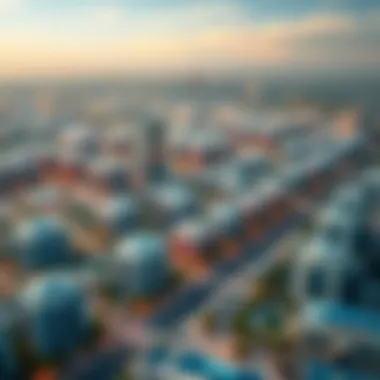 Aerial view of Damac Hills and surrounding areas