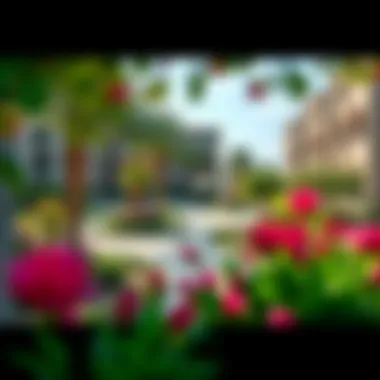 Lush greenery surrounding the residential area