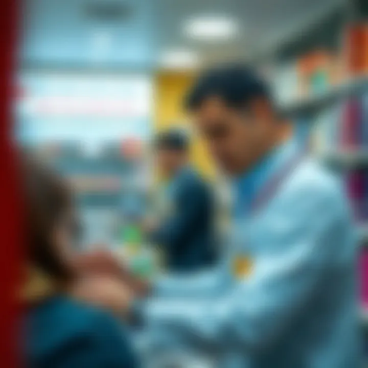 Pharmacist assisting a customer at Remraam Pharmacy