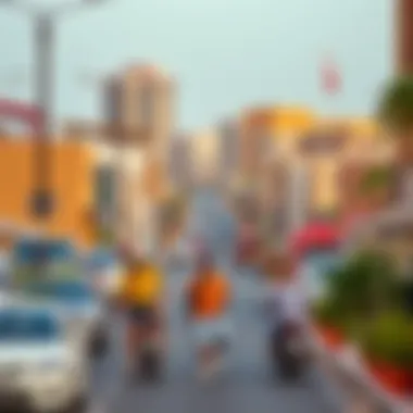 Vibrant lifestyle scene in a Dubai neighborhood