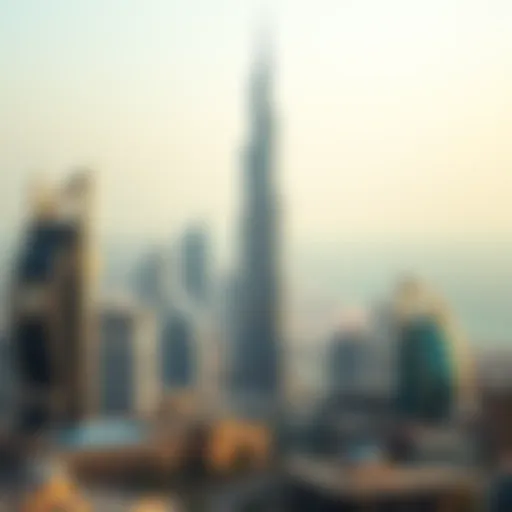 A stunning view of Saeed Tower 1 against the Dubai skyline