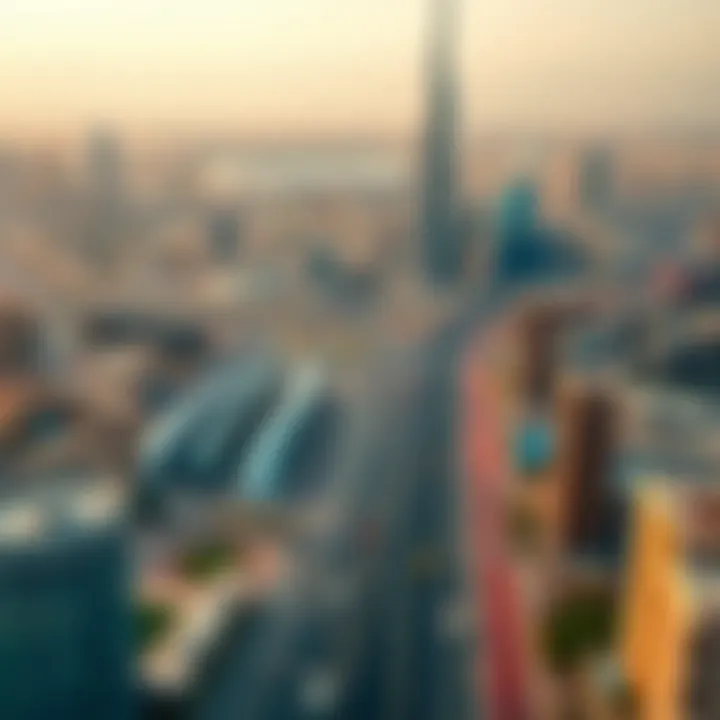 Aerial view of Sheikh Zayed Road with Safa Tower
