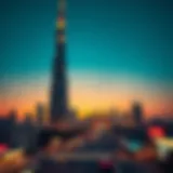 Safa Tower skyline view at sunset