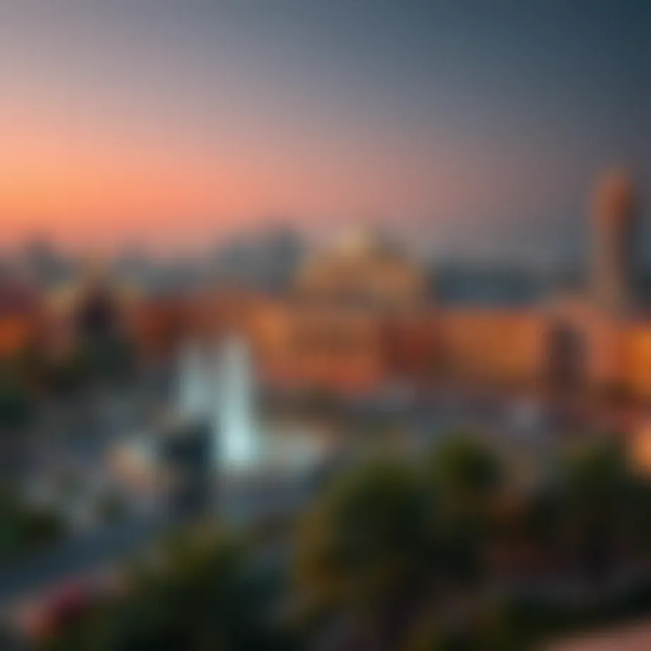 Panoramic view of Sheikh Ahmed Square showcasing its architectural grandeur