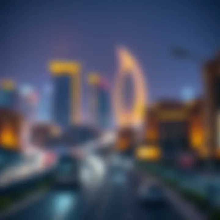 Luminous Architecture Transforming the Night Night view of illuminated buildings along the road