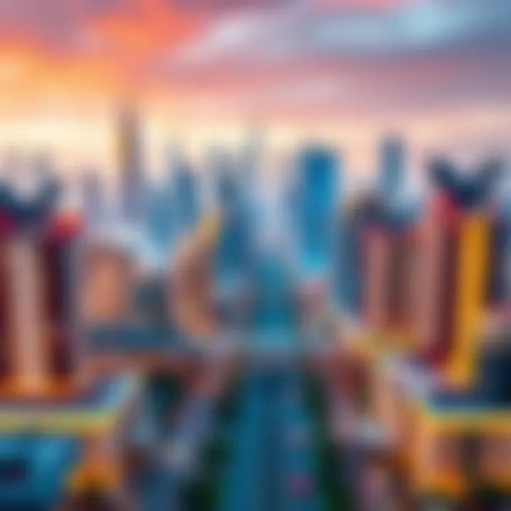 Futuristic skyline of Dubai with emphasis on Silicon Avenue