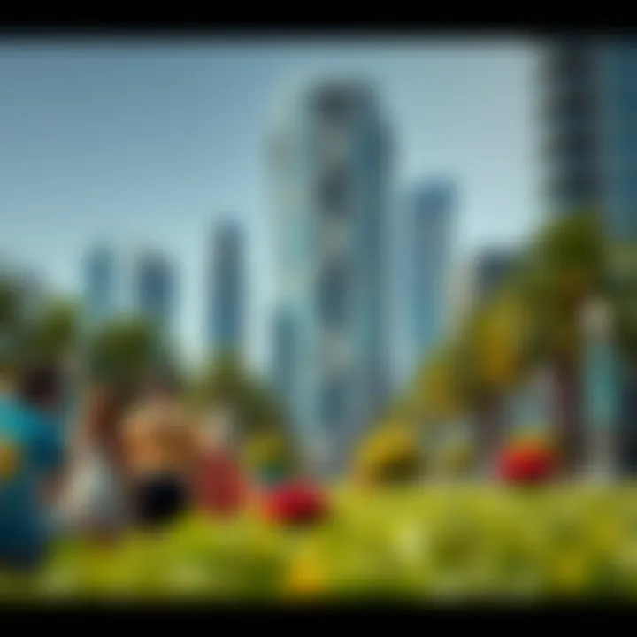 Sustainable Landscaping in Urban Design Sustainable landscaping around a silicon-structured building in Dubai