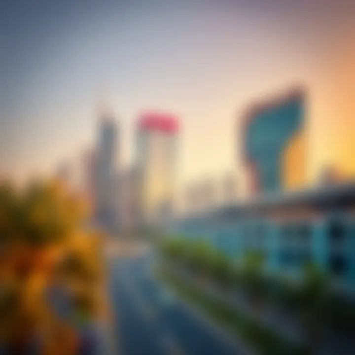 Modern office buildings in Silicon Oasis highlighting technological advancement