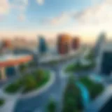 A panoramic view of Silicon Oasis showcasing modern architecture and green spaces