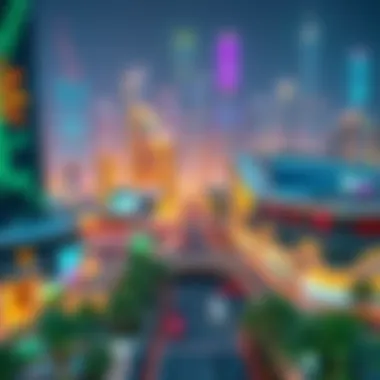 Innovative Technology Ecosystem A vibrant tech hub with collaborative workspaces and innovation centers