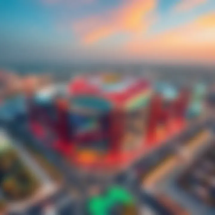 Architectural Marvel of Sport City Mall Aerial view of Sport City Mall showcasing its unique architectural design