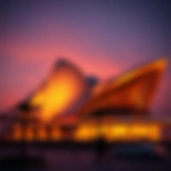 Dubai Opera Illuminated by the Rising Sun The intricate architecture of the Dubai Opera with a sunrise backdrop