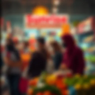 Engaging Moments: Customers at Sunrise Supermarket Customers enjoying their shopping experience inside the supermarket