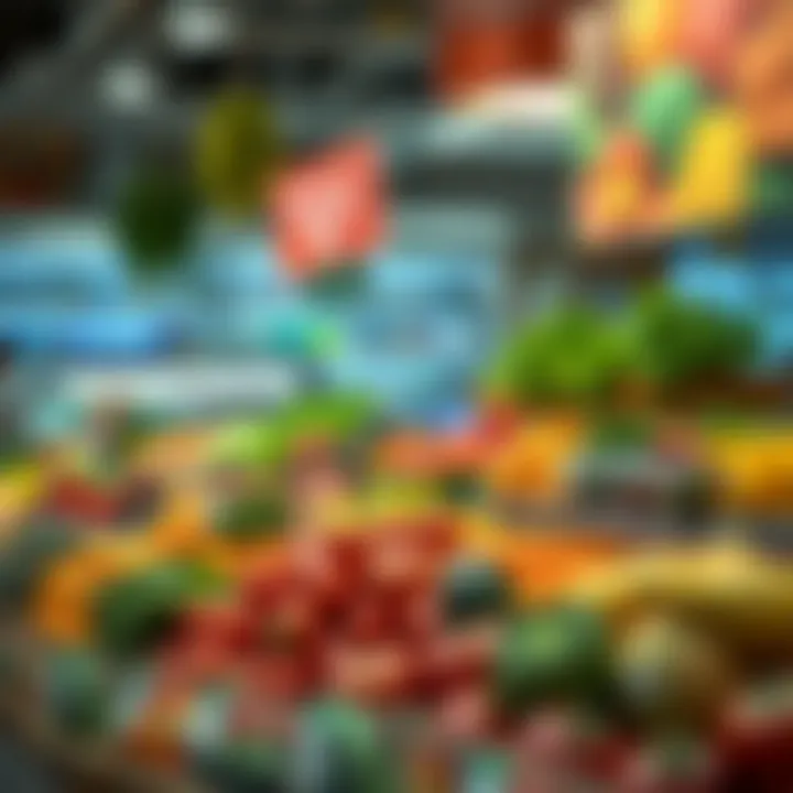 Colorful displays of fresh produce available at the supermarket