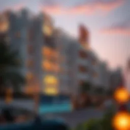 Elegant exterior view of Sunset Apartments