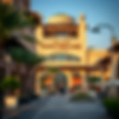 Architectural details of a contemporary town square in Dubai that blend tradition and modernity