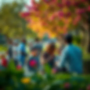 Families enjoying a vibrant park setting