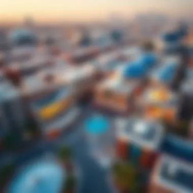 Aerial View of Town Square Al Qudra Aerial view showcasing Town Square Al Qudra's unique architecture