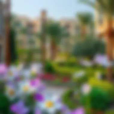 Lush Gardens of Town Square Al Qudra Beautifully landscaped gardens in Town Square Al Qudra