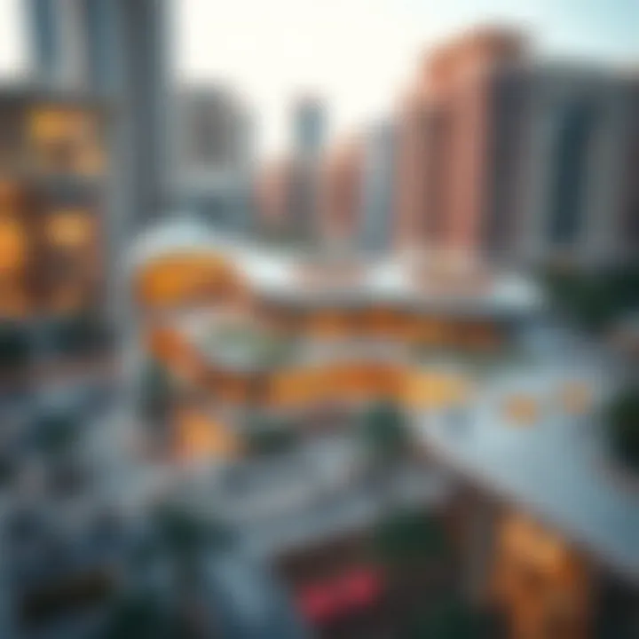 Harmonizing Architecture with Urban Landscapes Architectural design of a modern community center blending with urban surroundings.