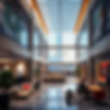 Community Interaction Spaces Inside Trade Centre Dubai Interior spaces of Trade Centre Dubai highlighting community interaction areas