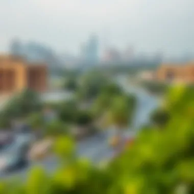 Scenic Route Landscape A picturesque landscape along the transit route, featuring greenery and urban scenery.
