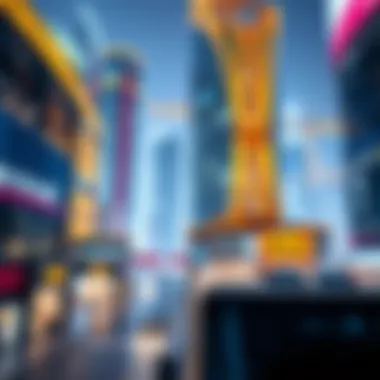 Innovation Hub in Global Trade An innovative trade center featuring modern technology