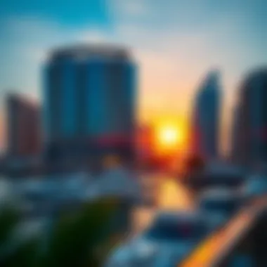 Sunset Serenity at Vida Dubai Marina Elegant view of Vida Dubai Marina at sunset