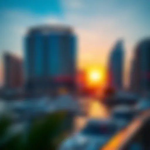 Sunset Serenity at Vida Dubai Marina Elegant view of Vida Dubai Marina at sunset