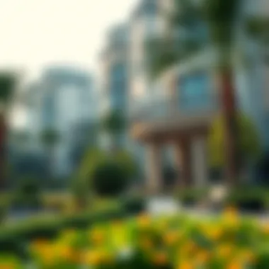 Serene Landscaping Around Windsor Manor Lush landscaping surrounding Windsor Manor with vibrant greenery